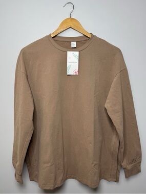 New Makemechic Oversized  Long Sleeve Top with Side Slit Hem Size S